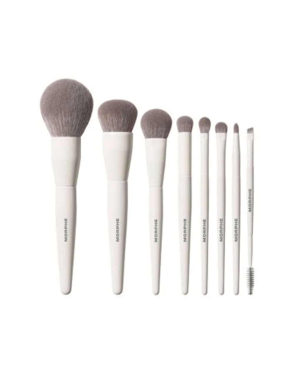Morphe 11-Piece White Handle Makeup Brush Set with Soft Gray Bristles